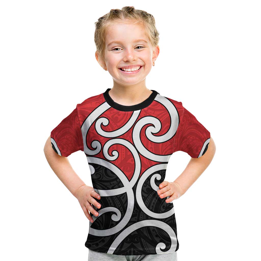 New Zealand Kid T Shirt Maori Koru Tino Rangatiratanga Color LT14 Red - Polynesian Pride