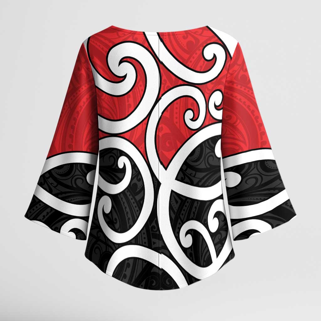 New Zealand Kimono Sleeve Blouse Maori Koru Tino Rangatiratanga Color LT14 - Polynesian Pride