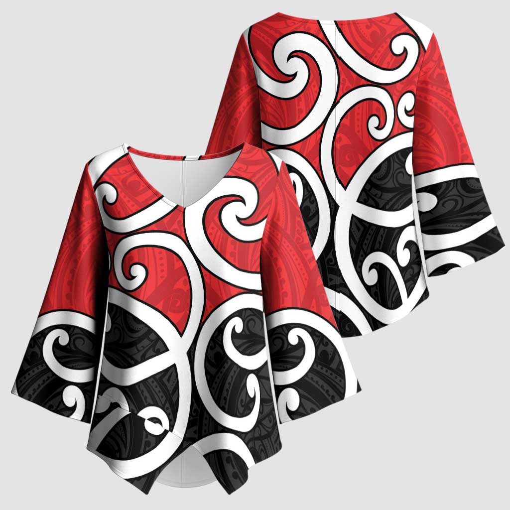 New Zealand Kimono Sleeve Blouse Maori Koru Tino Rangatiratanga Color LT14 - Polynesian Pride