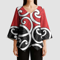 New Zealand Kimono Sleeve Blouse Maori Koru Tino Rangatiratanga Color LT14 - Polynesian Pride