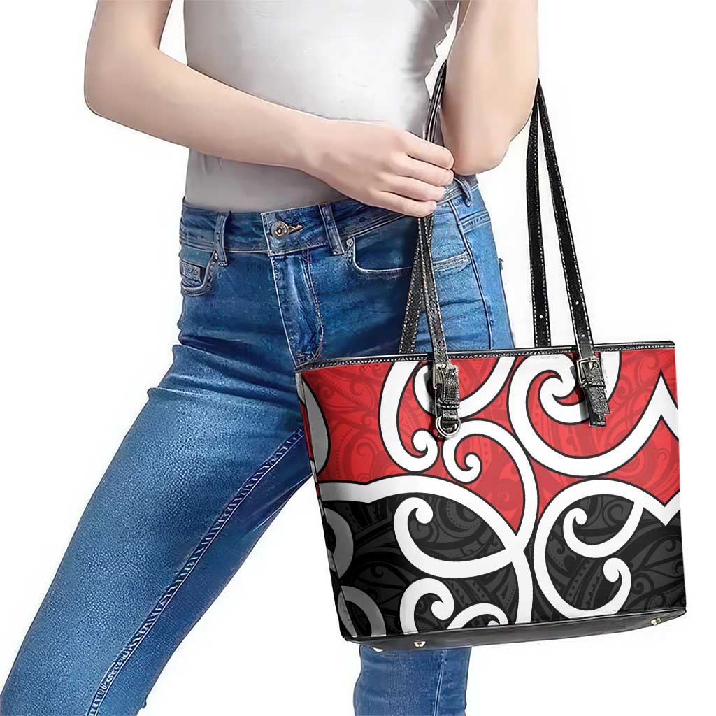 New Zealand Leather Tote Bag Maori Koru Tino Rangatiratanga Color LT14 - Polynesian Pride