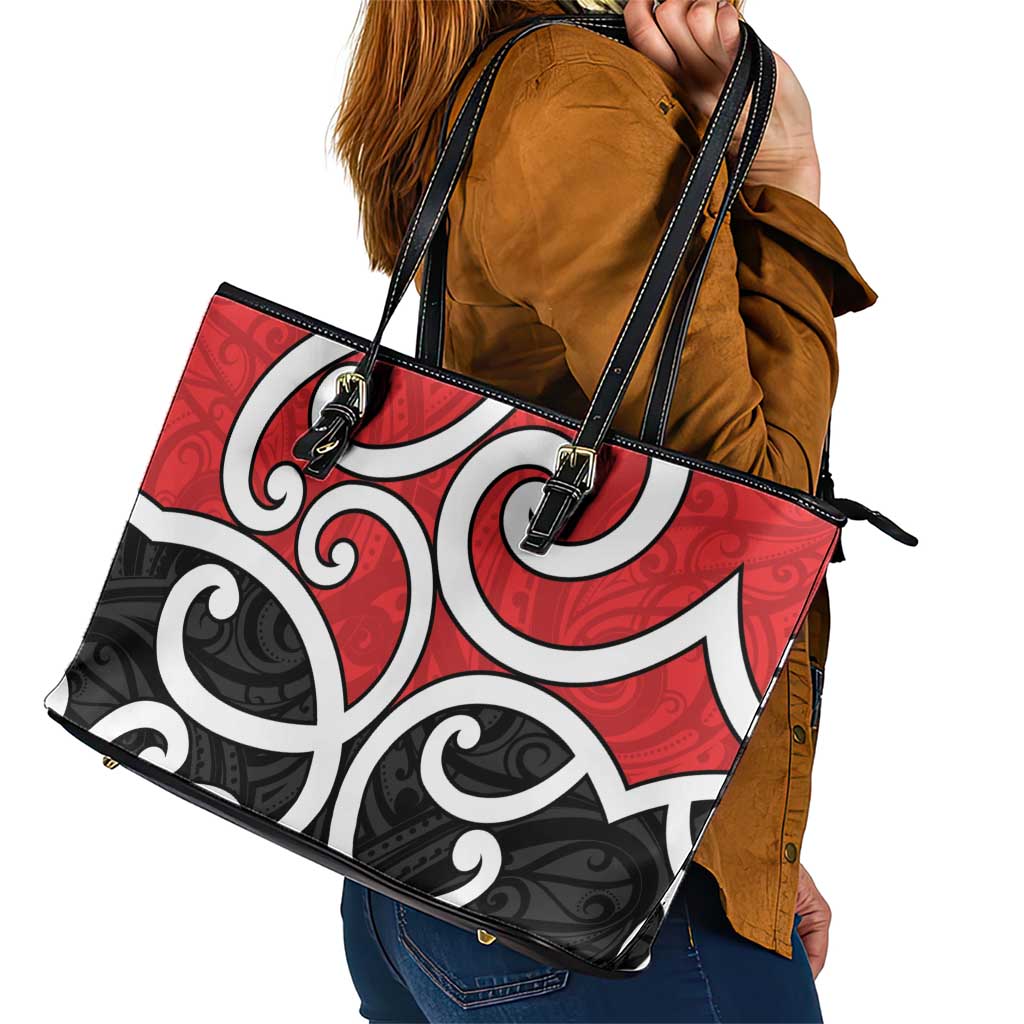 New Zealand Leather Tote Bag Maori Koru Tino Rangatiratanga Color LT14 - Polynesian Pride