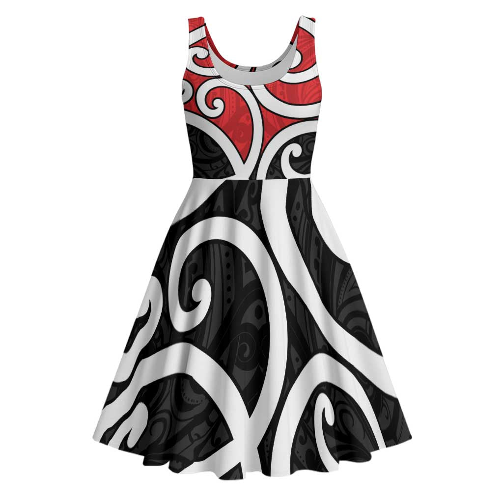 New Zealand Midi Dress Maori Koru Tino Rangatiratanga Color LT14 Red - Polynesian Pride