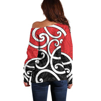 New Zealand Off Shoulder Sweater Maori Koru Tino Rangatiratanga Color LT14 - Polynesian Pride