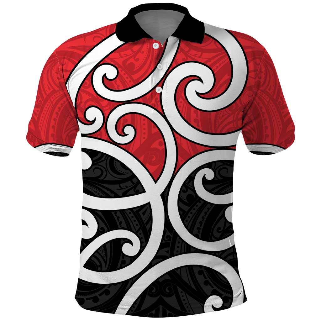 New Zealand Polo Shirt Maori Koru Tino Rangatiratanga Color LT14 Red - Polynesian Pride