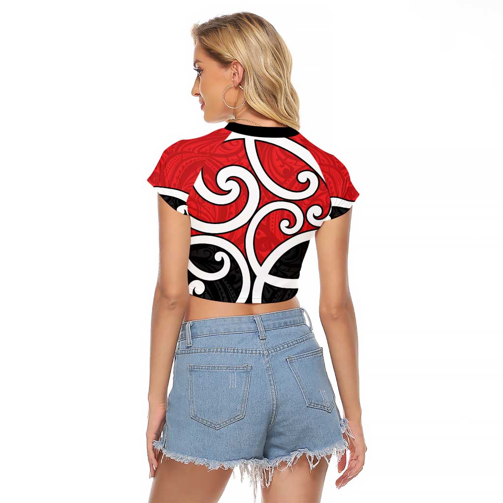 New Zealand Raglan Cropped T Shirt Maori Koru Tino Rangatiratanga Color LT14 - Polynesian Pride
