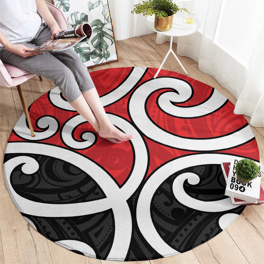 New Zealand Round Carpet Maori Koru Tino Rangatiratanga Color LT14 - Polynesian Pride
