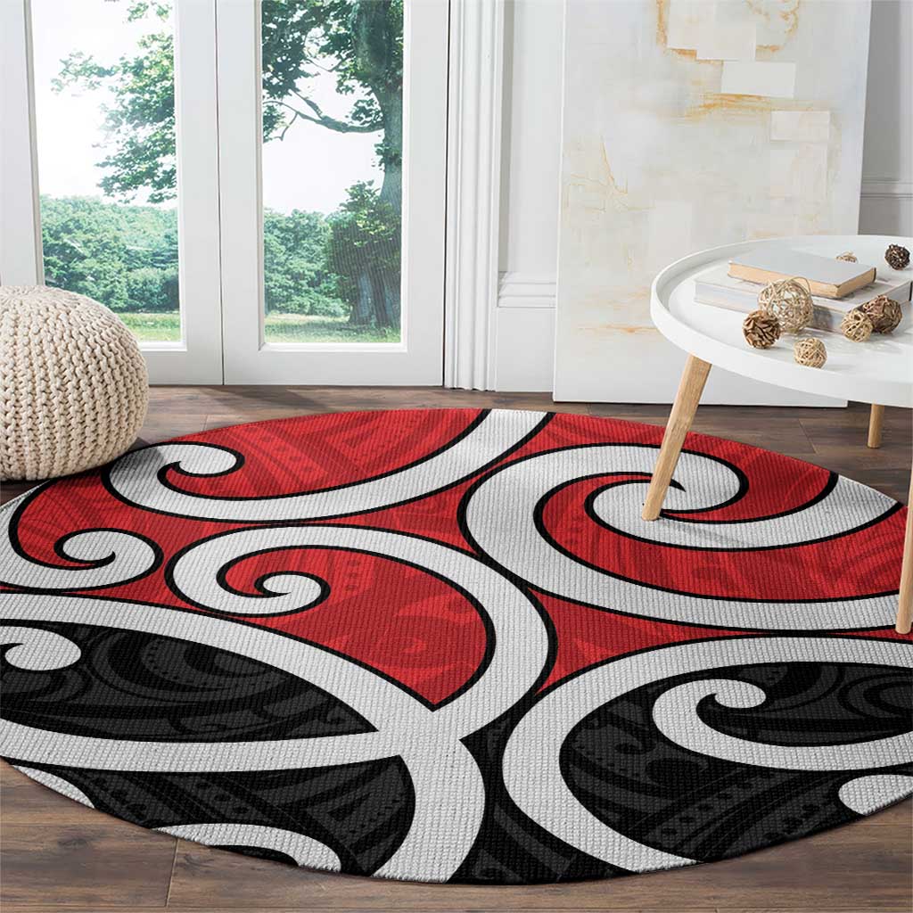New Zealand Round Carpet Maori Koru Tino Rangatiratanga Color LT14 - Polynesian Pride