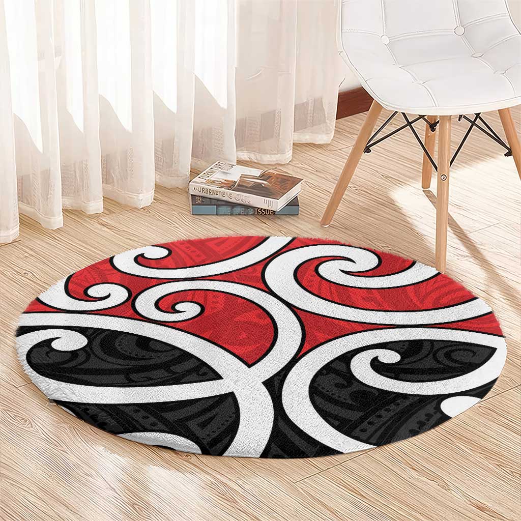 New Zealand Round Carpet Maori Koru Tino Rangatiratanga Color LT14 - Polynesian Pride