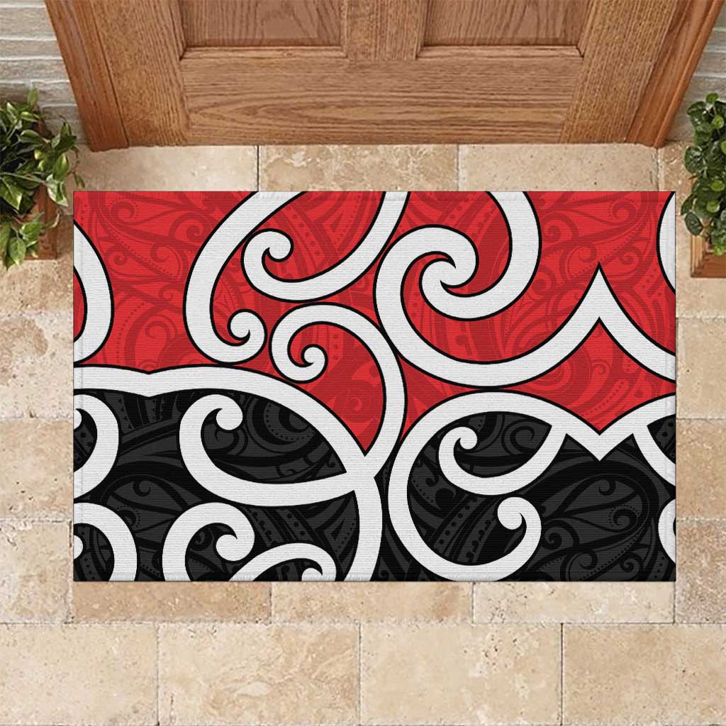 New Zealand Rubber Doormat Maori Koru Tino Rangatiratanga Color LT14 Red - Polynesian Pride