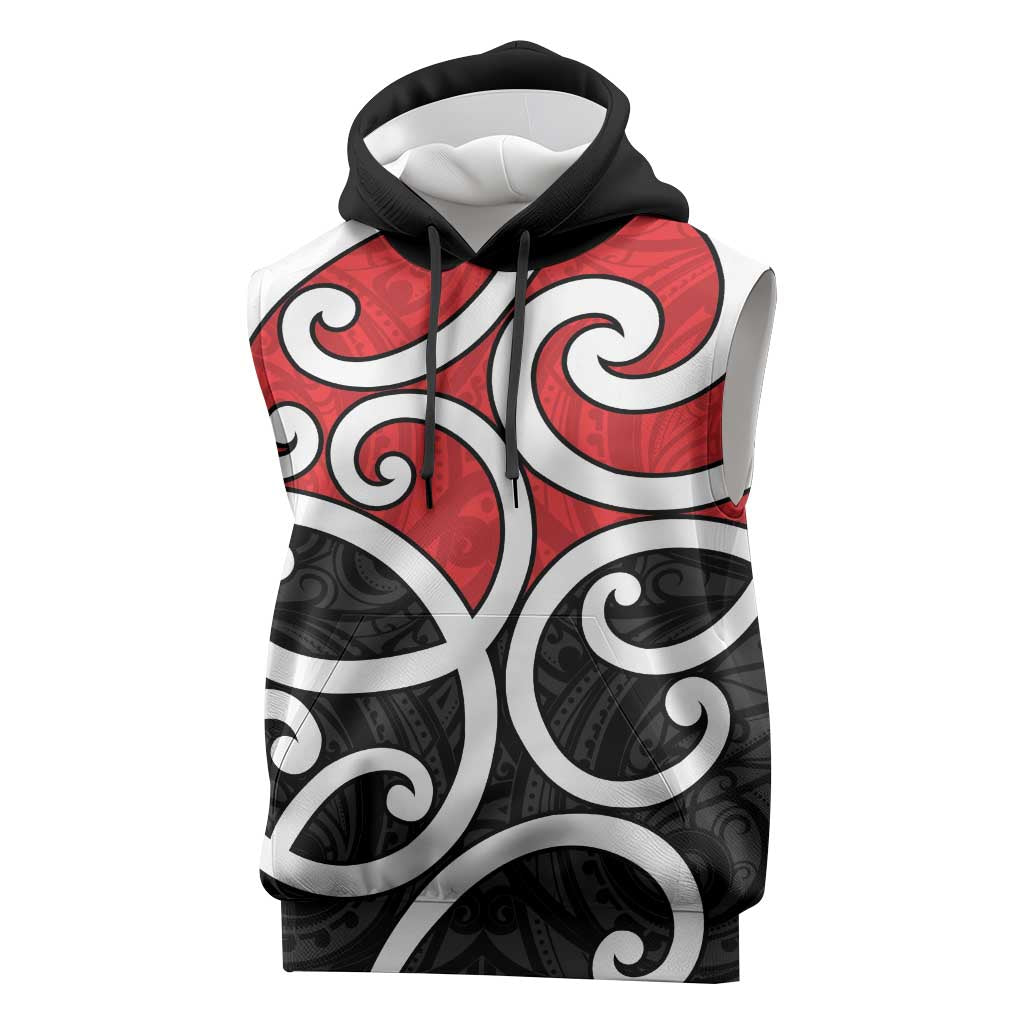 New Zealand Sleeveless Hoodie Maori Koru Tino Rangatiratanga Color LT14 Red - Polynesian Pride