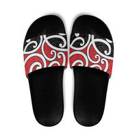New Zealand Slide Sandals Maori Koru Tino Rangatiratanga Color LT14 Red - Polynesian Pride