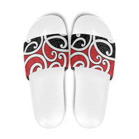 New Zealand Slide Sandals Maori Koru Tino Rangatiratanga Color LT14 Red - Polynesian Pride