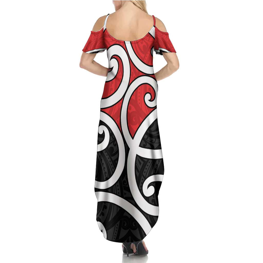New Zealand Summer Maxi Dress Maori Koru Tino Rangatiratanga Color LT14 - Polynesian Pride