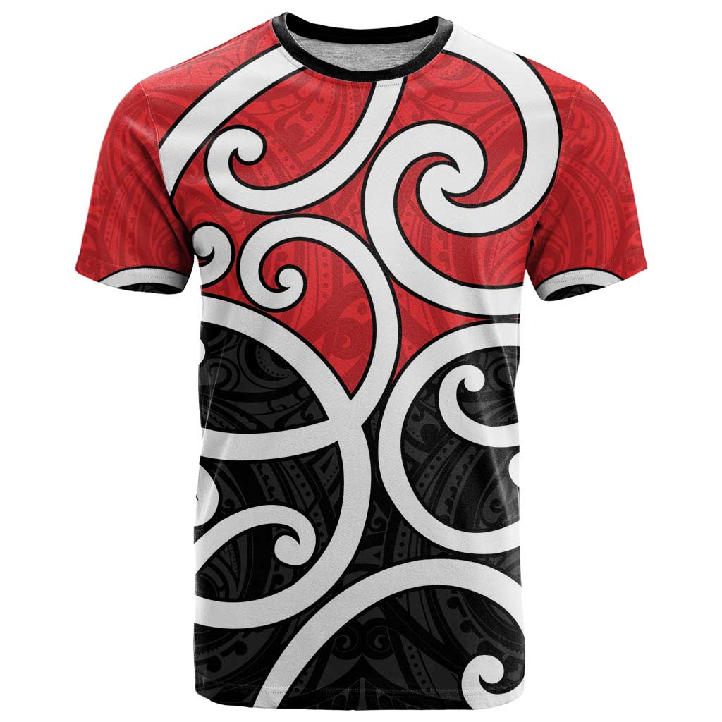 New Zealand T Shirt Maori Koru Tino Rangatiratanga Color LT14 Red - Polynesian Pride