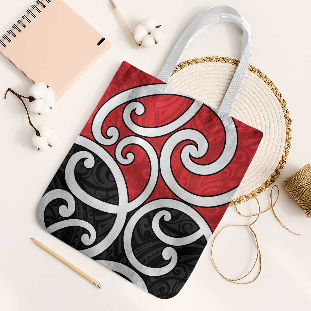 New Zealand Tote Bag Maori Koru Tino Rangatiratanga Color LT14 White Strap One Size Red - Polynesian Pride