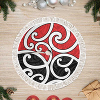New Zealand Tree Skirt Maori Koru Tino Rangatiratanga Color LT14 Fringed Red - Polynesian Pride