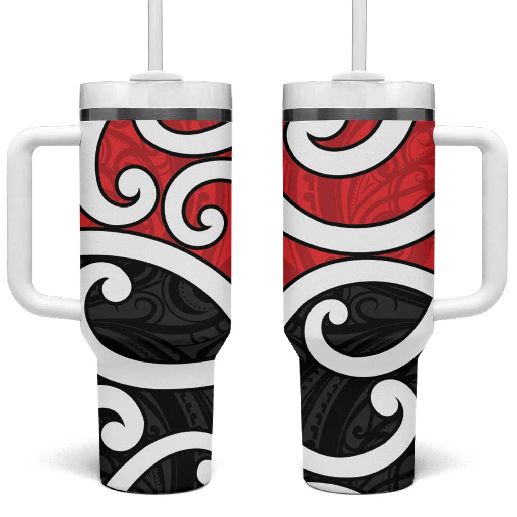 New Zealand Tumbler With Handle Maori Koru Tino Rangatiratanga Color LT14 One Size: 40 oz Red - Polynesian Pride