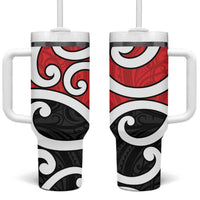 New Zealand Tumbler With Handle Maori Koru Tino Rangatiratanga Color LT14 One Size: 40 oz Red - Polynesian Pride
