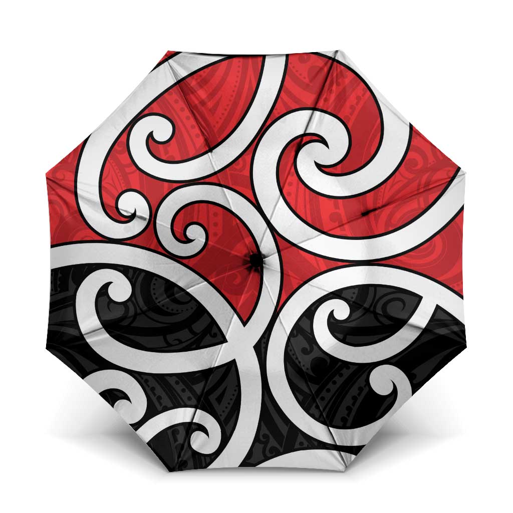 New Zealand Umbrella Maori Koru Tino Rangatiratanga Color LT14 One Size Folded 11.42 inch Opened Diameter 37.4 inch Red - Polynesian Pride