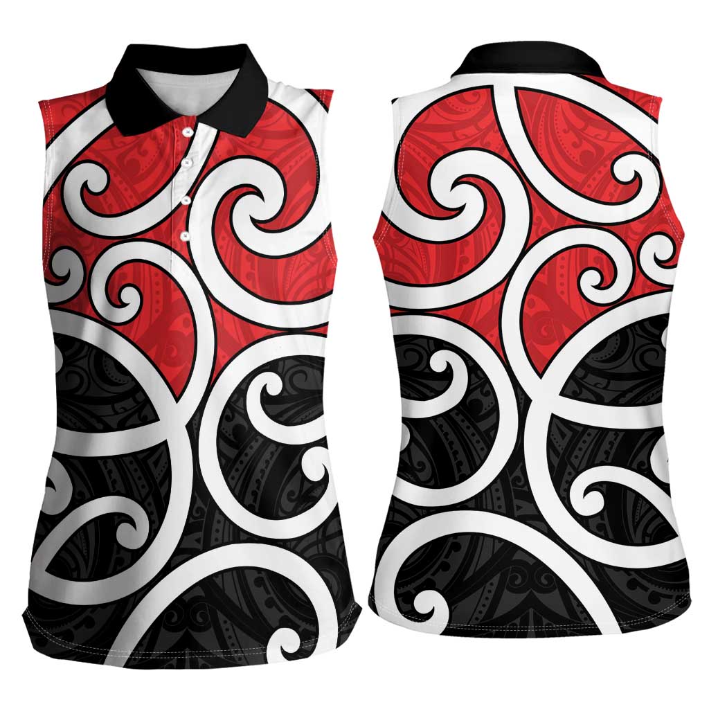 New Zealand Women Sleeveless Polo Shirt Maori Koru Tino Rangatiratanga Color LT14 - Polynesian Pride