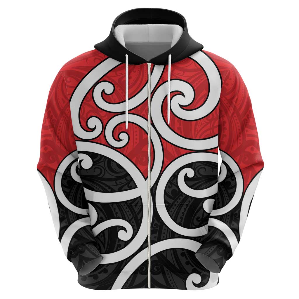 New Zealand Zip Hoodie Maori Koru Tino Rangatiratanga Color LT14 - Polynesian Pride
