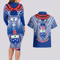 Samoa Rugby Couples Matching Long Sleeve Bodycon Dress and Hawaiian Shirt 2023 Go Manu Samoa With Ula Fala Style LT14 - Polynesian Pride