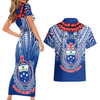 Samoa Rugby Couples Matching Short Sleeve Bodycon Dress and Hawaiian Shirt 2023 Go Manu Samoa With Ula Fala Style LT14 - Polynesian Pride