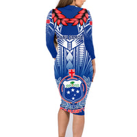 Samoa Rugby Family Matching Long Sleeve Bodycon Dress and Hawaiian Shirt 2023 Go Manu Samoa With Ula Fala Style LT14 - Polynesian Pride