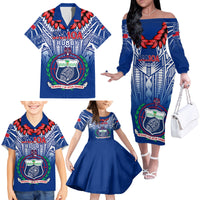 Samoa Rugby Family Matching Off Shoulder Long Sleeve Dress and Hawaiian Shirt 2023 Go Manu Samoa With Ula Fala Style LT14 - Polynesian Pride