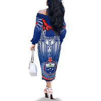 Samoa Rugby Family Matching Off Shoulder Long Sleeve Dress and Hawaiian Shirt 2023 Go Manu Samoa With Ula Fala Style LT14 - Polynesian Pride