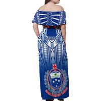 Samoa Rugby Family Matching Off Shoulder Maxi Dress and Hawaiian Shirt 2023 Go Manu Samoa With Ula Fala Style LT14 - Polynesian Pride