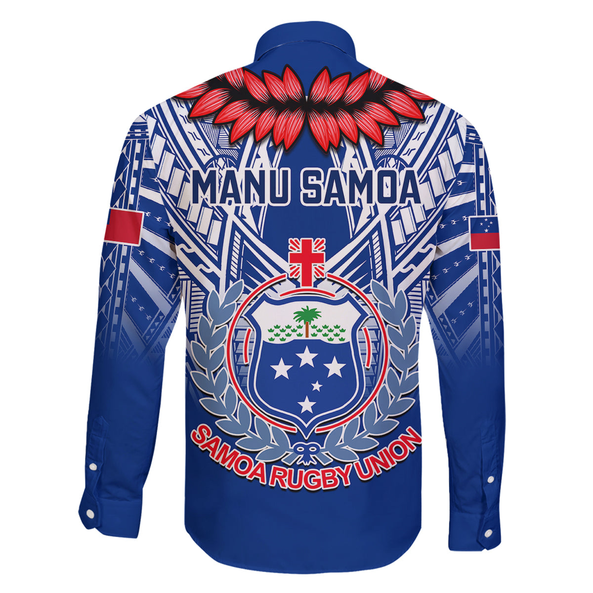 Samoa Rugby Family Matching Off Shoulder Short Dress and Hawaiian Shirt 2023 Go Manu Samoa With Ula Fala Style LT14 - Polynesian Pride