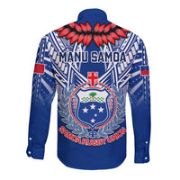 Samoa Rugby Long Sleeve Button Shirt 2023 Go Manu Samoa With Ula Fala Style LT14 - Polynesian Pride