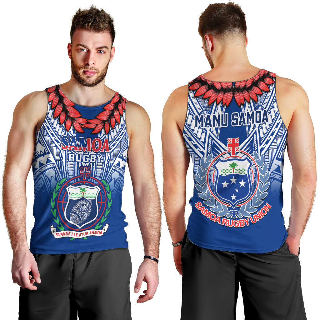 Samoa Rugby Men Tank Top 2023 Go Manu Samoa With Ula Fala Style LT14 - Polynesian Pride