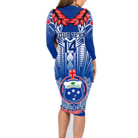 Custom Samoa Rugby Family Matching Long Sleeve Bodycon Dress and Hawaiian Shirt 2023 Go Manu Samoa With Ula Fala Style LT14 - Polynesian Pride