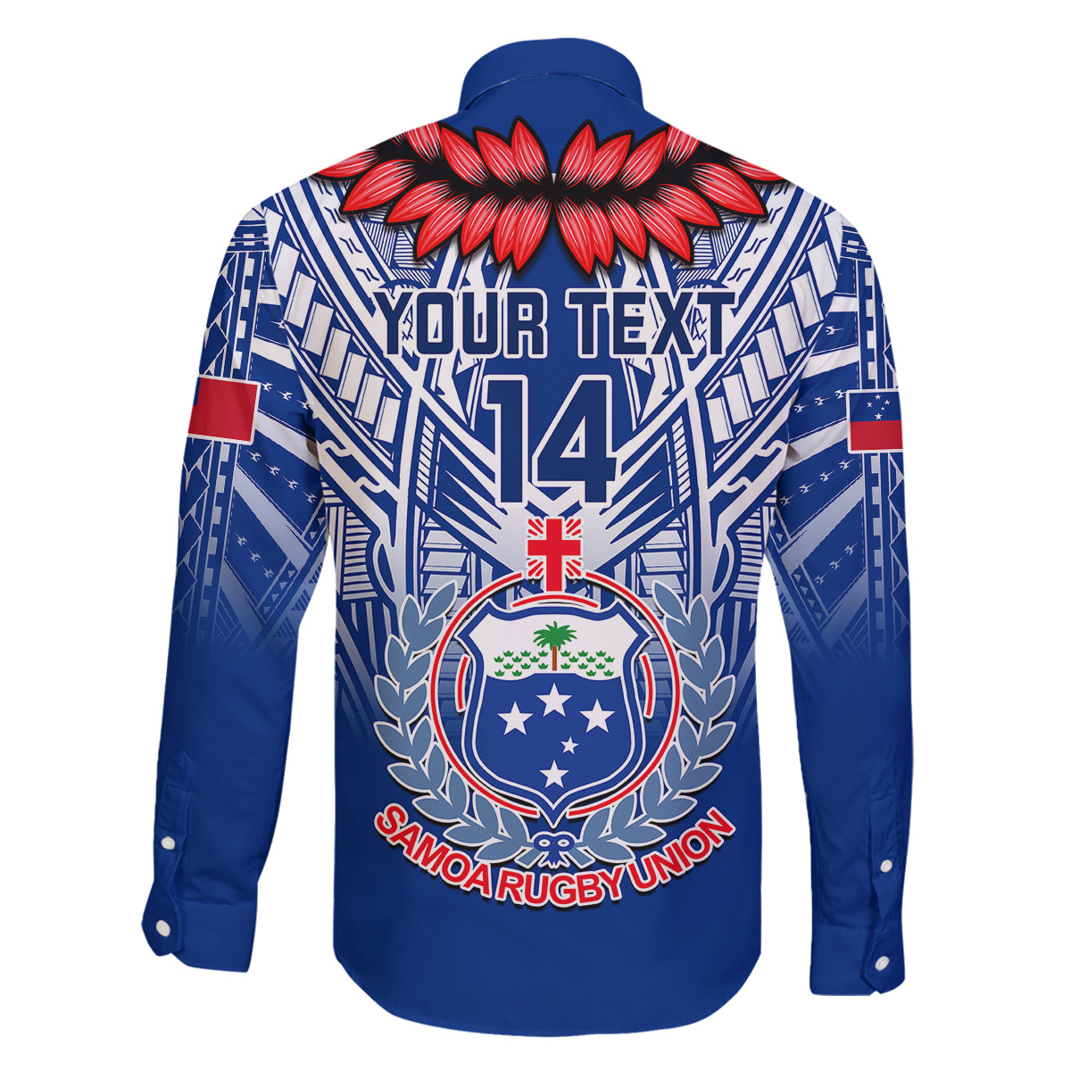 Custom Samoa Rugby Family Matching Off Shoulder Maxi Dress and Hawaiian Shirt 2023 Go Manu Samoa With Ula Fala Style LT14 - Polynesian Pride