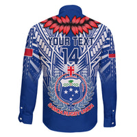 Custom Samoa Rugby Family Matching Off Shoulder Maxi Dress and Hawaiian Shirt 2023 Go Manu Samoa With Ula Fala Style LT14 - Polynesian Pride