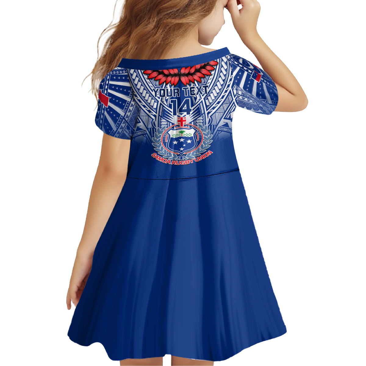 Custom Samoa Rugby Family Matching Off Shoulder Short Dress and Hawaiian Shirt 2023 Go Manu Samoa With Ula Fala Style LT14 - Polynesian Pride