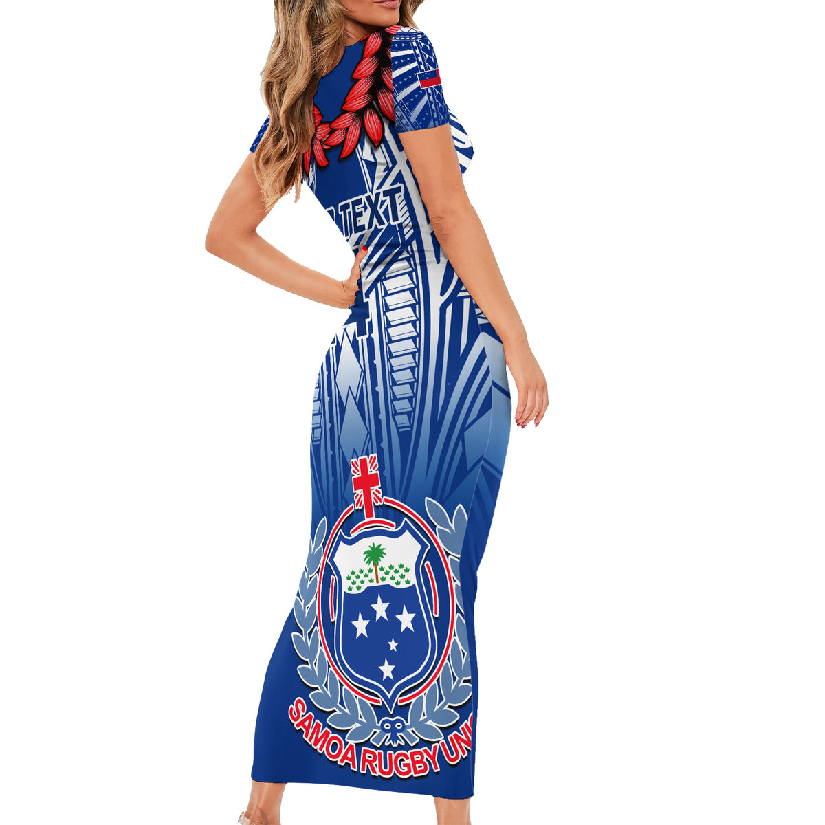 Custom Samoa Rugby Family Matching Short Sleeve Bodycon Dress and Hawaiian Shirt 2023 Go Manu Samoa With Ula Fala Style LT14 - Polynesian Pride