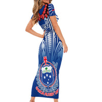 Custom Samoa Rugby Family Matching Short Sleeve Bodycon Dress and Hawaiian Shirt 2023 Go Manu Samoa With Ula Fala Style LT14 - Polynesian Pride