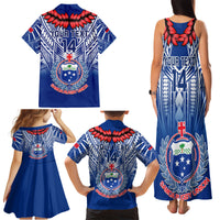 Custom Samoa Rugby Family Matching Tank Maxi Dress and Hawaiian Shirt 2023 Go Manu Samoa With Ula Fala Style LT14 - Polynesian Pride