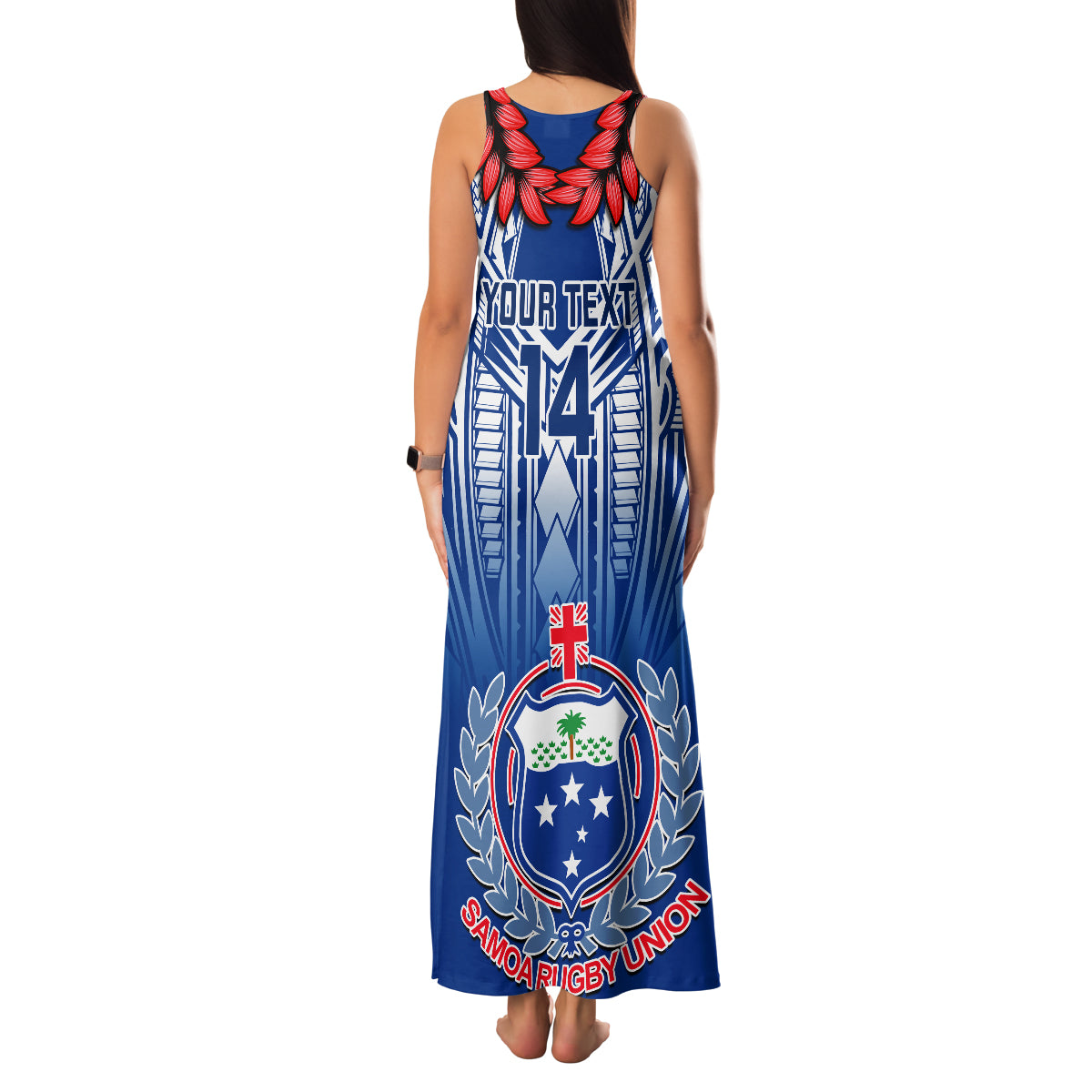 Custom Samoa Rugby Family Matching Tank Maxi Dress and Hawaiian Shirt 2023 Go Manu Samoa With Ula Fala Style LT14 - Polynesian Pride