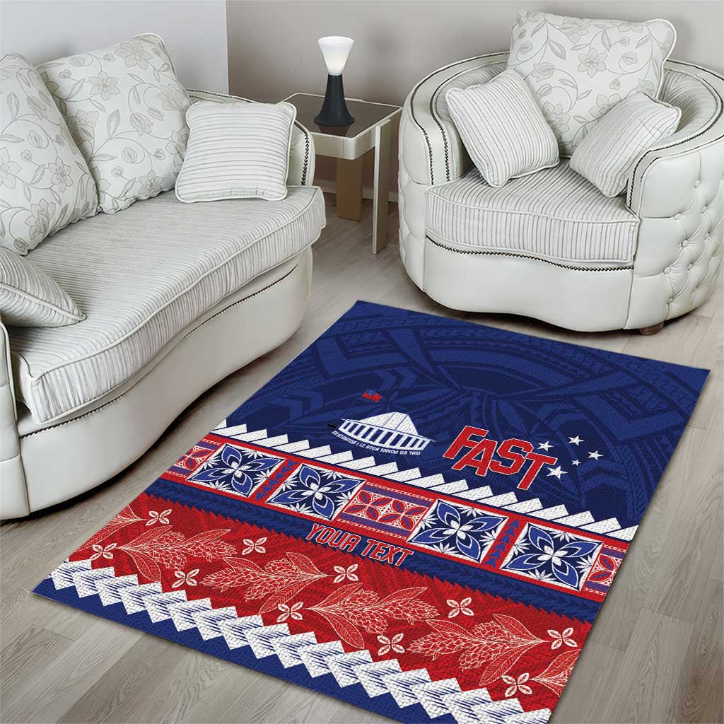 Personalised FAST Samoa Siapo Area Rug Teuila Flowers Samoan Pattern - Polynesian Pride