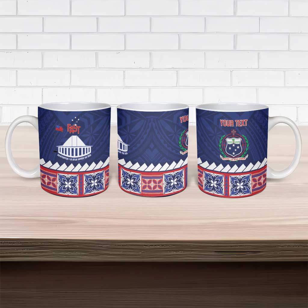 Personalised FAST Samoa Siapo Ceramic Mug Teuila Flowers Samoan Pattern - Polynesian Pride