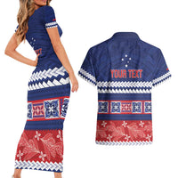 Personalised FAST Samoa Siapo Couples Matching Short Sleeve Bodycon Dress and Hawaiian Shirt Teuila Flowers Samoan Pattern - Polynesian Pride