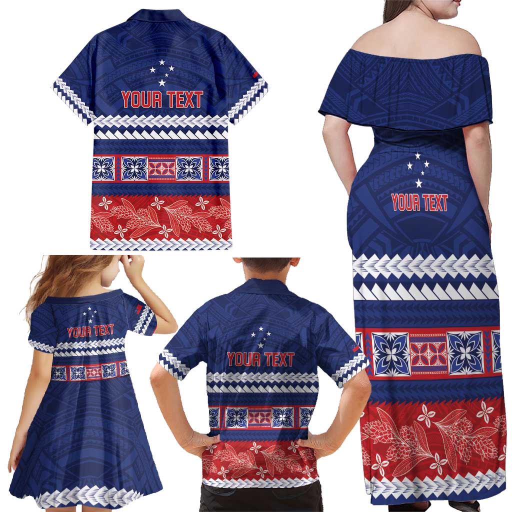 Personalised FAST Samoa Siapo Family Matching Off Shoulder Maxi Dress and Hawaiian Shirt Teuila Flowers Samoan Pattern LT14 - Polynesian Pride