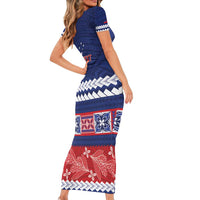 Personalised FAST Samoa Siapo Family Matching Short Sleeve Bodycon Dress and Hawaiian Shirt Teuila Flowers Samoan Pattern LT14 - Polynesian Pride