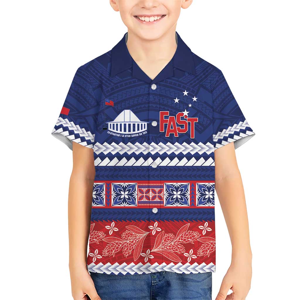 Personalised FAST Samoa Siapo Kid Hawaiian Shirt Teuila Flowers Samoan Pattern LT14 Kid Blue - Polynesian Pride