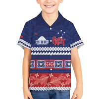 Personalised FAST Samoa Siapo Kid Hawaiian Shirt Teuila Flowers Samoan Pattern LT14 Kid Blue - Polynesian Pride